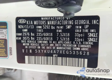 2014 Kia Sorento Ex z USA, uszkodzony, nr VIN 5XYKU4A7XEG535628